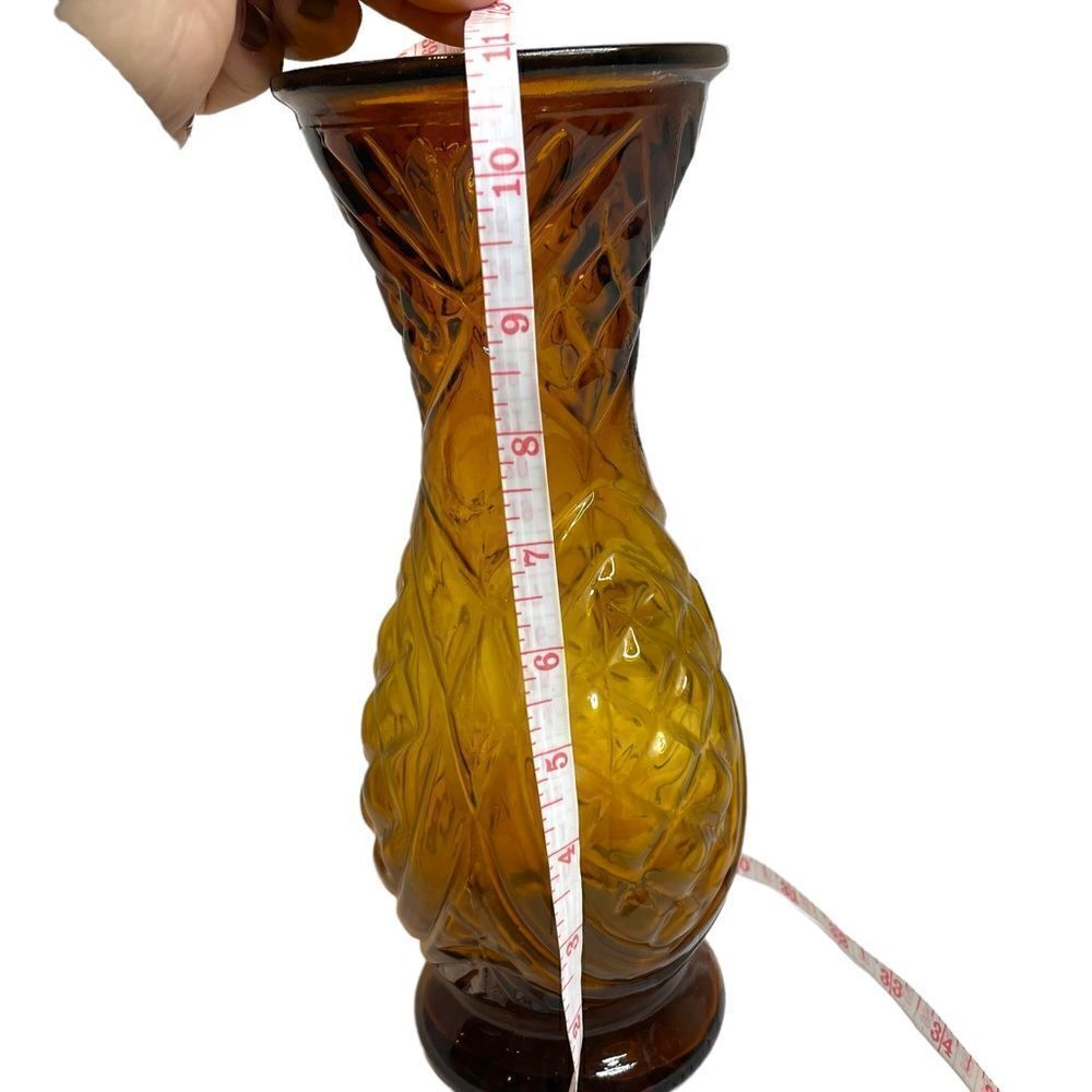 Vintage MCM Italian Rossini Empoli Amber glass vase - Picture 5 of 7